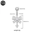 Piercing ombelico in titanio ASTM F136 con fiocco cuore argento e pendente stella - Stile Fiocco Stella (BR25032401-4) / Argento
