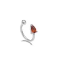 Silver titanium steel nose ring featuring a red pear-shaped zircon and a small metal ball - Orange Teardrop Stone Style (LA25021101-8)