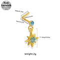 Goldener L-Nasenstecker aus 316L Chirurgenstahl mit blauem Stern-Anhänger - Sonne/Oktogramm Anhänger (NR25021701-12)