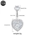 Piercing ombelico in titanio ASTM F136 con grande zircone a cuore e cornice di strass - Stile Cuore Halo (BR25032501-1)