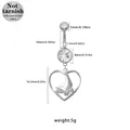 Piercing ombelico in acciaio 316L con ciondolo a cuore traforato e farfalla argento - Stile Farfalla Cuore Cavo