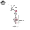 Piercing naso a L in acciaio chirurgico 316L con pendente a serpente rosa e cristalli - Stile Serpente - Zirconia Rosa (NR25022401-14)