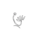 Silver butterfly fan-shaped labret stud with five marquise-cut clear zirconia stones - Fan Marquise Rhinestone Style (LA25021101-10)