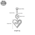 Piercing ombelico in acciaio chirurgico 316L con pendente a cuore 520 e zircone - Stile Cuore Numero 520