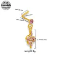 L-förmiger goldener Nasenstecker aus Chirurgenstahl mit rosa Kristall-Schlangenanhänger - Schlange Anhänger (NR25021701-14)