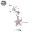 Piercing per il naso in acciaio chirurgico con stella rosa e zirconi brillanti incastonati - Stile Stella a Cinque Punte - Zirconia Rosa (NR25022401-15)