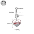 Piercing ombelico in acciaio chirurgico 316L con pendente a cuore fiamma rossa - Red Flame Heart Style