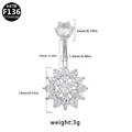 Piercing ombelico in titanio ASTM F136 con ciondolo a forma di fiore di cristallo - Stile Grappolo di Girasole (BR25032501-3)