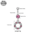 Piercing ombelico in acciaio chirurgico con gemme rosa e pendente a forma di cuore - Stile Circondato da Cuore Diamante Rosa