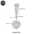 Piercing per ombelico a cuore in titanio ASTM F136 con quattro zirconi brillanti - Stile Grappolo Multi-Cuore (BR25032501-5)