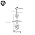 Piercing ombelico in titanio ASTM F136 con zirconi a forma di cuore e ali d'angelo - Stile Cuore Alato (BR25032502-4)