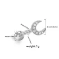 Silver crescent moon stud earring with zircons and ball screw back detailing - Silver Moon Style (ER25032701-2)