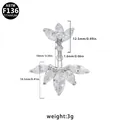 Piercing ombelico in titanio ASTM F136 con cristalli taglio marquise a ventaglio - Stile Ventaglio Marquise (BR25032501-6)