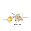 Gold titanium stud earring with fan-shaped baguette cubic zirconia and screw ball back - Gold Fan Style (ER25032701-3)