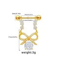 Golden butterfly nipple ring with heart pendant and sparkling cubic zirconia stones - Rhinestone Bow Round Diamond Style (NP25031801-6)