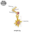 L-förmiger Nasenstecker aus Chirurgenstahl mit Goldfinish und rosa Sternanhänger - Sonne/Oktogramm Anhänger (NR25021701-18)