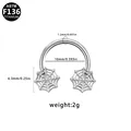Silver ASTM F136 titanium horseshoe nose ring with intricate spider web ends - Spider Web Style (NR25032003-1)