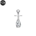 Macro view of ASTM F136 titanium belly ring showing 1.6mm gauge and 10mm bar length - Teardrop - 6mm Length/1.5mm Gauge / Silver