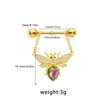 Gold bee barbell nipple ring with sparkling crystals and iridescent drop charm - Iridescent Bee Style (NP25031801-7)