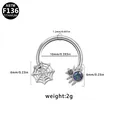 Titanium horseshoe ring with silver spider web and purple gemstone spider pendant - Purple Spider Web Style (NR25032003-2)