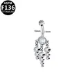 Macro shot of F136 titanium belly ring with dangling white zircon and 1.6mm bar thickness - Triple Tassel (G23BRI644-S1610250 White)