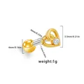 Golden hollow heart stud earring with sparkling white diamonds and screw back - Gold Solid Heart Style (ER25032701-5)