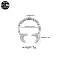 ASTM F136 titanium horseshoe septum ring with silver crescent moon decorative ends - Silver Crescent Moon Style (NR25032003-3)