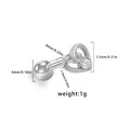 Titanium heart barbell earring with clear zircon and technical size specifications - Silver Solid Heart Style (ER25032701-6)