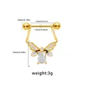 Gold bee nipple ring with rectangular zircon and detailed wings for body piercing - Rectangle Gem Bee Style (NP25031801-9)