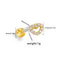 Golden titanium heart stud earring with clear zircon stones and screw-back ball - Gold Hollow Heart Style (ER25032701-7)