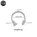 ASTM F136 titanium horseshoe nose ring with silver finish and screw detail 1.2mm - Industrial Screw Style (NR25032003-5)