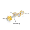 Gold star stud ear bone nail with three clear zircon crystals and flat ball back - Gold Three Stars Style (ER25032701-11)