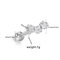 Silver titanium heart stud earring with three sparkling stars and dimension marks - Silver Three Stars Style (ER25032701-12)