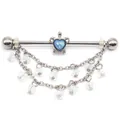 Zilveren industriële piercing met schildpad opaal en kristallen kwastketting - Schildpad Opaal Hanger (4#) / Zilver