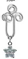 Detailed view of silver U-shaped clip with star pendant and sparkling zircon accents - Silver Star Spiral Style (#2)