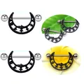 Star and moon themed nipple rings with black crescent shield and stainless steel barbell - Black Star Moon Hollow Style