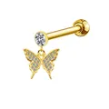 Macro view of golden butterfly earring with sparkling cubic zirconia on a stud - Butterfly Shape Pendant