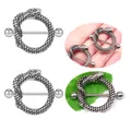 Retro snake-shaped nipple ring with circular barbell design in polished silver finish - Vintage Silver Snake