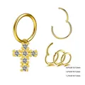 Detailed view of gold hinged clicker rings showing open and closed mechanisms - Cross Style (Gold)