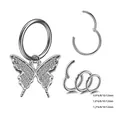 Piercing a cerchio con farfalla in argento, zirconi e varie dimensioni - Stile Farfalla (Argento)