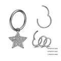 Dettagli orecchino a cerchio con stella e specifiche di calibro e diametro - Stile Stella (Argento)