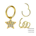 Orecchino a cerchio con stella dorata, intarsio in zircone e chiusura a scatto - Stile Stella (Oro)