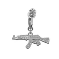 Silberner AK-47 Bauchnabelpiercing mit funkelnden Kristall-Strasssteinen Einlage - Pave Zirkon Gewehr