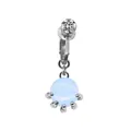 Silberner Bauchclip mit weißem Zirkon und hellblauem runden Stein-Anhänger - Blaue Perle Anhänger