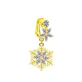 Golden snowflake clip-on navel ring with shimmering cubic zirconia and flower detail - Snowflake Zirconia Style (#2)