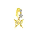 Elegant gold butterfly non-pierced belly clip with sparkling zircon and flower charms - Butterfly Floral Style (#3)