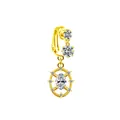 Gold plated clip-on belly ring with hollow oval pendant and sparkling clear zircons - Oval Hollow Style (#4)