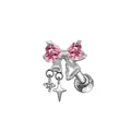 Pink heart zircon bow piercing earring with star charm and surgical steel screw back - Pink Heart Bowknot Star Pendant Piercing