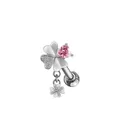 Macro view of four-leaf clover stud with pink heart zircon and micro-pave crystals - Pink Heart Four Leaf Clover Pendant Stud