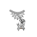 Detailed close-up of a silver spider web navel piercing with sparkling pear-cut zircon - Spider Web Pear Zircon Gothic Navel Ring